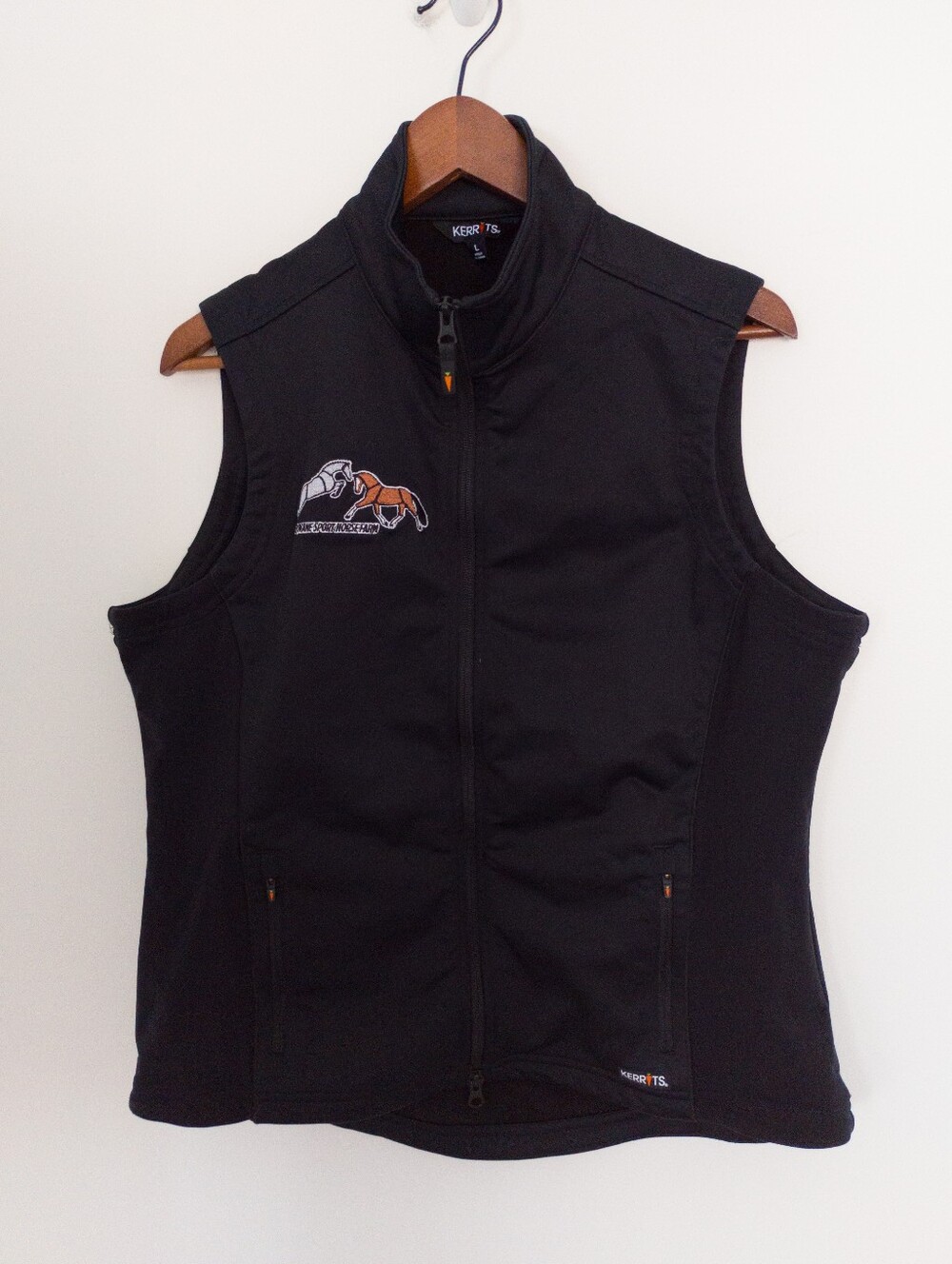Kerrits Black Equestrian Riding Vest Women’s Large Embroidered Horse Farm Logo